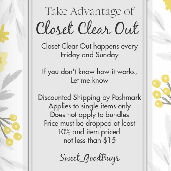 CLOSET CLEAR OUT - Take Advantage of Poshmark's Discounted Shipping - Fri & Sun - Picture 1 of 1